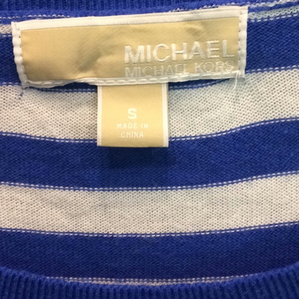 Michael Kors Blue White Nautical Stripe Sweater | Coastal Chic | Size Small - Picture 4 of 7